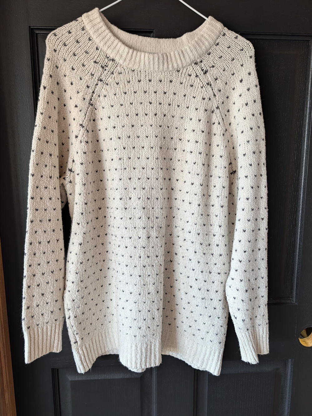 aerie Cream Crewneck Sweater with Black Dot Detail